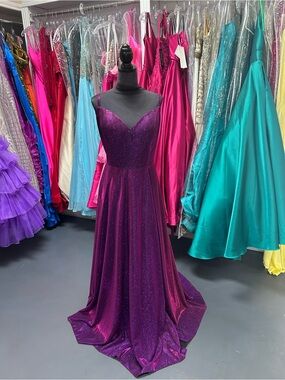ellie wilde Plum Sparkle A-Line Prom Dress